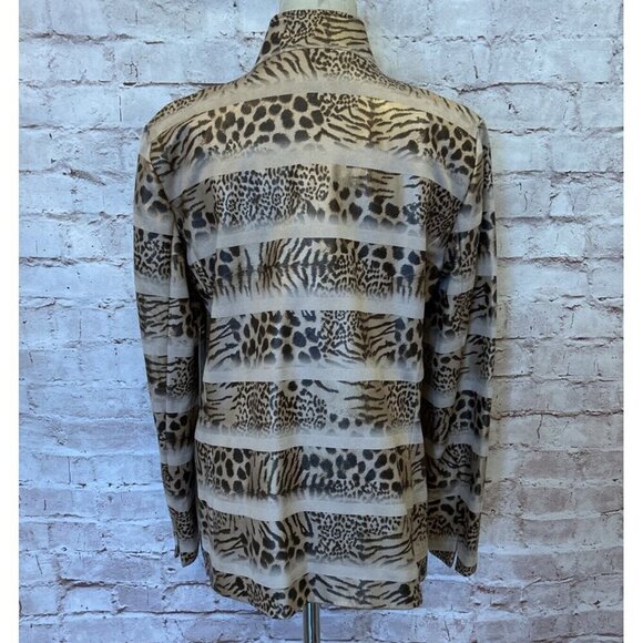 Sharon Young Womens S Full Zip Jacket Brown Leopard Animal Print Faux Suede NEW - Picture 4 of 7